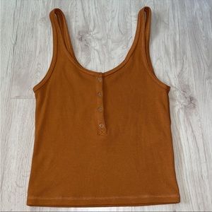 Abercrombie & Fitch Ribbed Henley Crop Tank Top